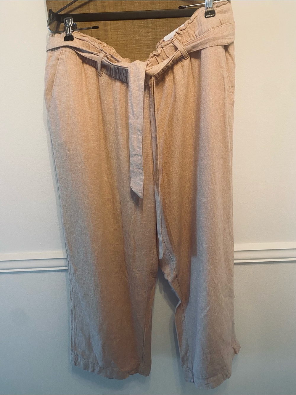 NWT LOFT Linen Blend Wide Leg Cropped/Capri Pants Sz L $70